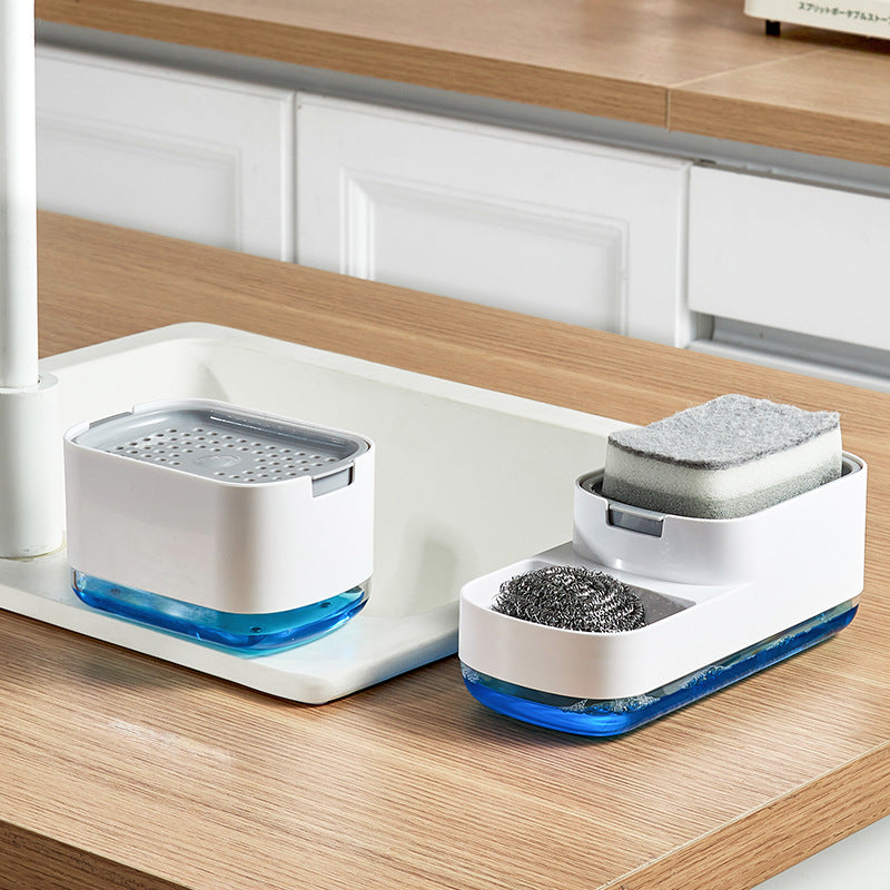 2-in-1 Press Soap Dispenser & Sponge Holder