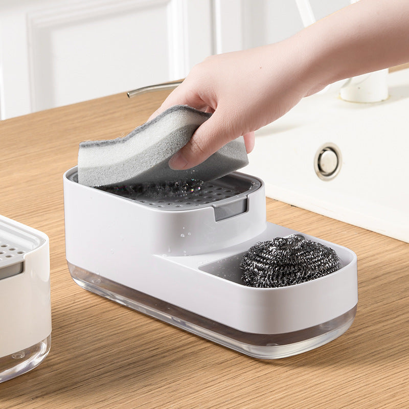 2-in-1 Press Soap Dispenser & Sponge Holder
