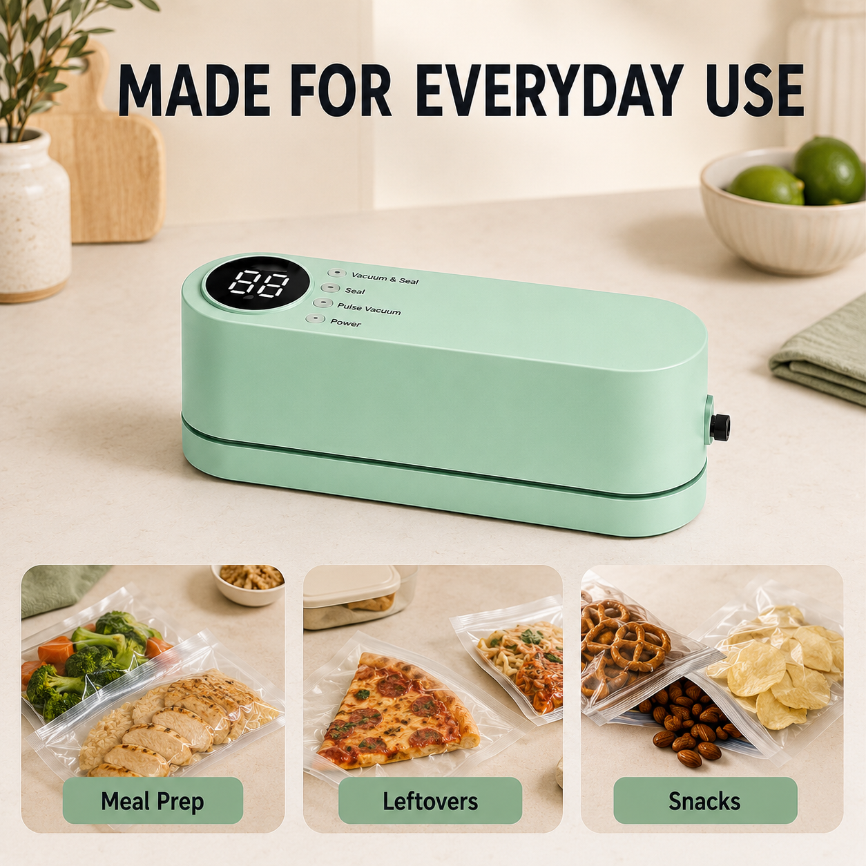 Smart Rechargeable Vacuum Sealer for Food Storage