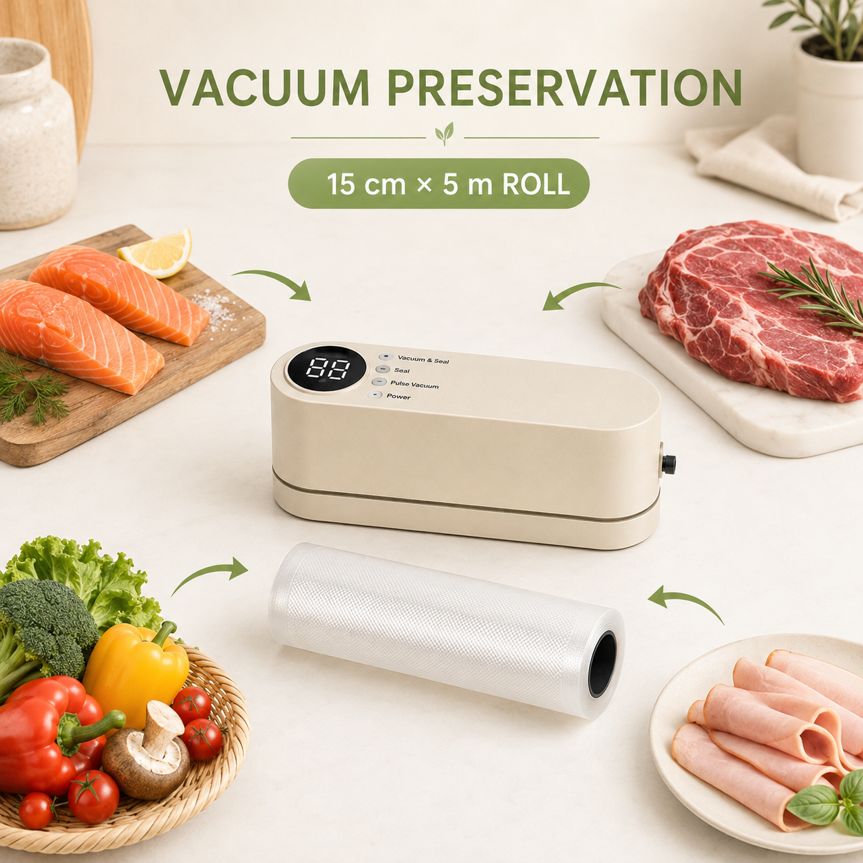 Textured Vacuum Sealer Bag Roll – 15 cm × 5 m